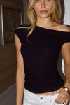 SUTTON ONE SHOULDER TOP - BLACK