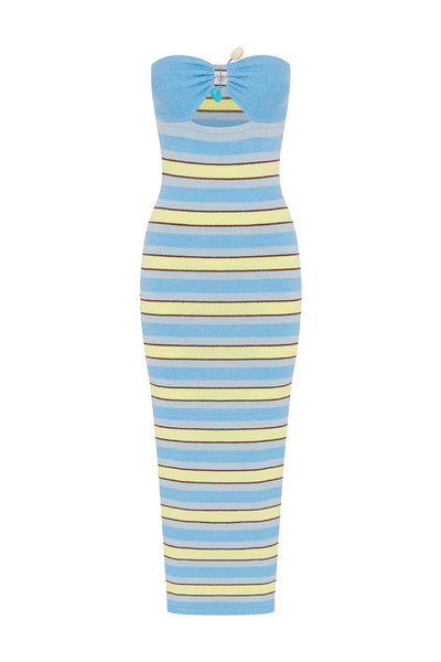 SYBIL MIDI DRESS - BLUE MULTI