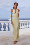 SYLVIE PLUNGE V-NECK MAXI DRESS - BUTTERMILK