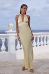 SYLVIE PLUNGE V-NECK MAXI DRESS - BUTTERMILK