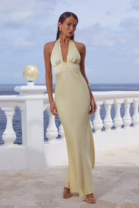 SYLVIE PLUNGE V-NECK MAXI DRESS - BUTTERMILK