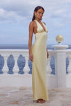 SYLVIE PLUNGE V-NECK MAXI DRESS - BUTTERMILK