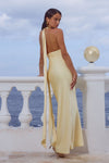 SYLVIE PLUNGE V-NECK MAXI DRESS - BUTTERMILK