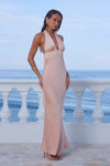 SYLVIE PLUNGE V-NECK MAXI DRESS - PEACH