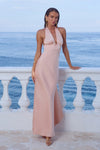 SYLVIE PLUNGE V-NECK MAXI DRESS - PEACH