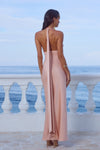 SYLVIE PLUNGE V-NECK MAXI DRESS - PEACH