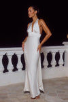 SYLVIE PLUNGE V-NECK MAXI DRESS - PEARL