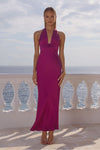 SYLVIE PLUNGE V-NECK MAXI DRESS - PLUM