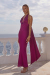 SYLVIE PLUNGE V-NECK MAXI DRESS - PLUM