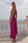 SYLVIE PLUNGE V-NECK MAXI DRESS - PLUM