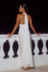 SYLVIE PLUNGE V-NECK MAXI DRESS - PEARL
