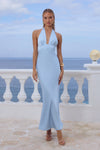 SYLVIE PLUNGE V-NECK MAXI DRESS - SKY BLUE