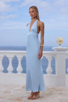 SYLVIE PLUNGE V-NECK MAXI DRESS - SKY BLUE