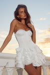 TABITHA BUSTIER RUFFLE MINI DRESS - IVORY