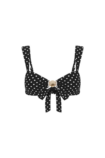 TAHITI TOP - BLACK POLKA