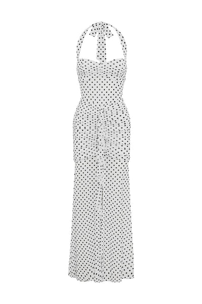 TALLULA MAXI DRESS - WHITE POLKA