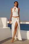 TARA HALTER COWL TOP - WHITE