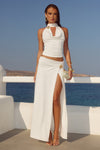 TARA SIDE SPLIT MAXI SKIRT - WHITE