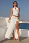 TARA SIDE SPLIT MAXI SKIRT - WHITE