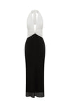TENAYA PLUNGE V-NECK MAXI DRESS - BLACK/WHITE