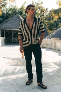 THEO KNIT SHIRT - SAND/BLACK