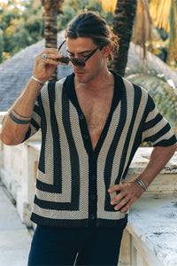 THEO KNIT SHIRT - SAND/BLACK