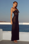 TISHA SHEER MAXI DRESS - BLACK