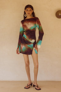 VEGA SLEEVED MINI DRESS - VEGA CHOCOLATE