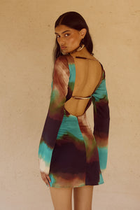 VEGA SLEEVED MINI DRESS - VEGA CHOCOLATE