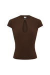 VIENO KEYHOLE FITTED TOP - BITTER CHOCOLATE