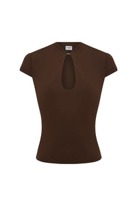 VIENO KEYHOLE FITTED TOP - BITTER CHOCOLATE