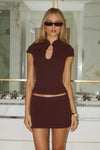 VIENO FITTED MINI SKORT - BITTER CHOCOLATE
