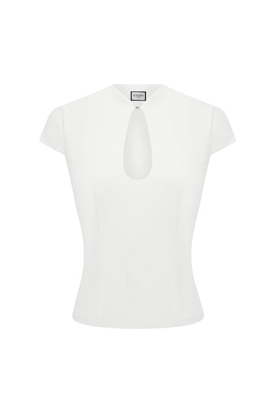 VIENO KEYHOLE FITTED TOP - WHITE