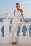 VIOLA ONE SHOULDER MAXI DRESS - PEARL