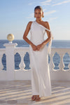 VIOLA ONE SHOULDER MAXI DRESS - PEARL