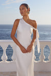 VIOLA ONE SHOULDER MAXI DRESS - PEARL