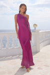 VIOLA ONE SHOULDER MAXI DRESS - PLUM