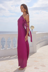 VIOLA ONE SHOULDER MAXI DRESS - PLUM