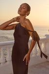 VIOLA ONE SHOULDER MAXI DRESS - NOIR