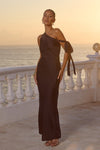 VIOLA ONE SHOULDER MAXI DRESS - NOIR