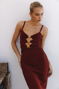 NORMANI MIDI DRESS - CHOCOLATE