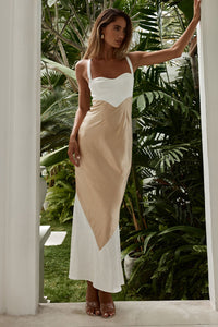 EVITA MAXI DRESS - WHITE/SAND