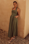 LOCKLEA MIDI DRESS - KHAKI