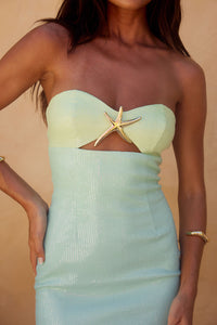 STELLAR MINI DRESS - LIME/AQUA