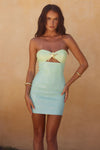 STELLAR MINI DRESS - LIME/AQUA