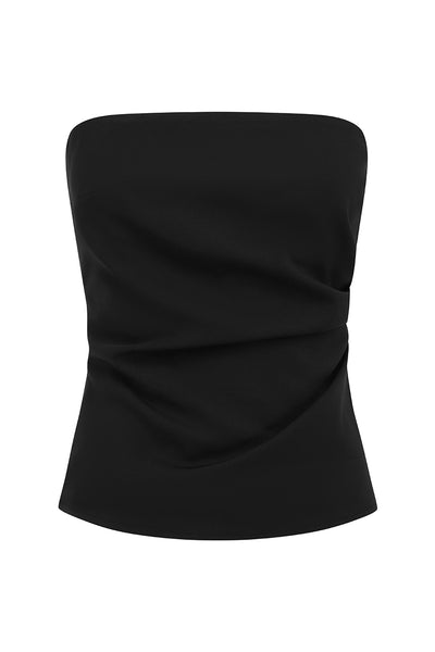 WINIFRED STRAPLESS TOP - BLACK