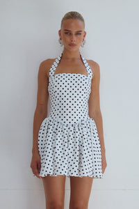 WINSLOW MINI DRESS - WHITE POLKA