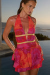 XYLIA HALTER LOW PLUNGE MINI DRESS - SURI ORANGE