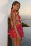XYLIA HALTER LOW PLUNGE MINI DRESS - SURI ORANGE