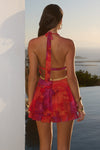 XYLIA HALTER LOW PLUNGE MINI DRESS - SURI ORANGE